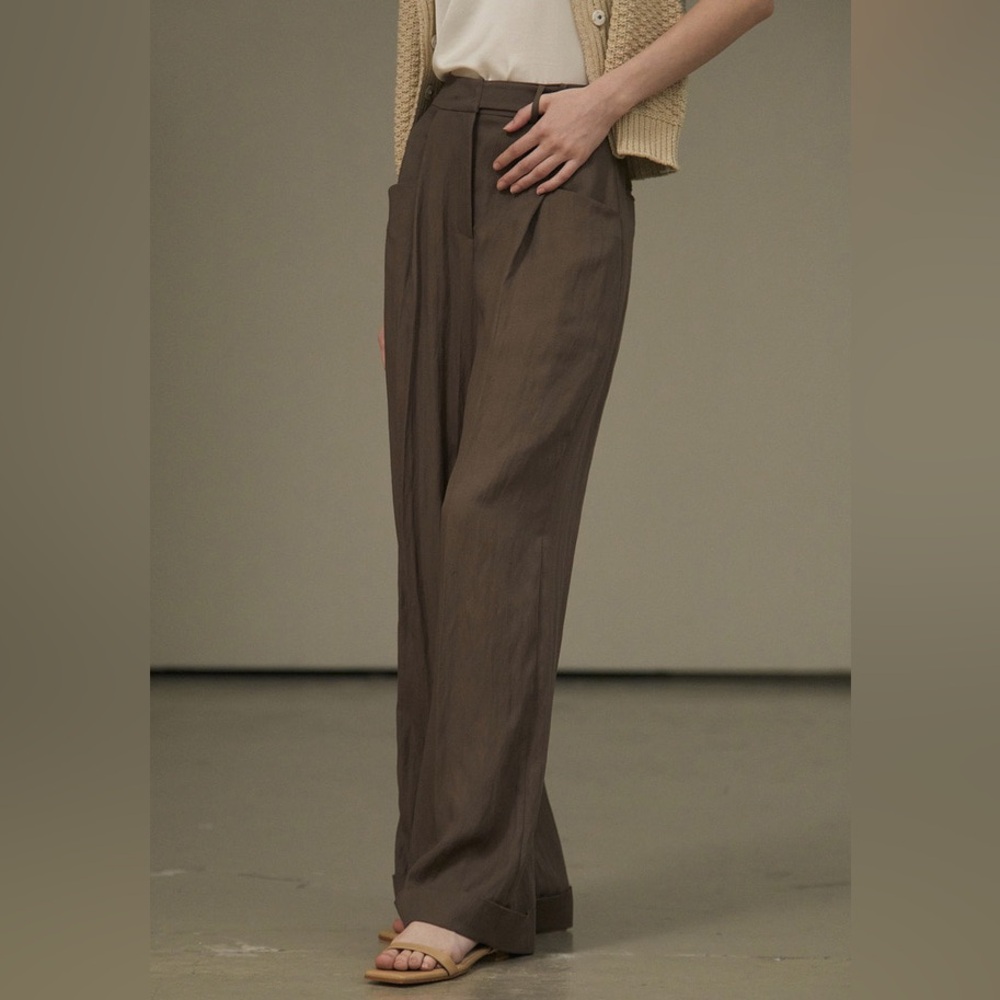 BRAND NEW Gorgeous ELBORN Madre Cabra Trousers Wide Leg Mocha Brown Pants SZ 38